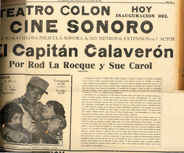 Capitan Calaveron cine Colón Lima